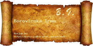 Borovicska Irma névjegykártya
